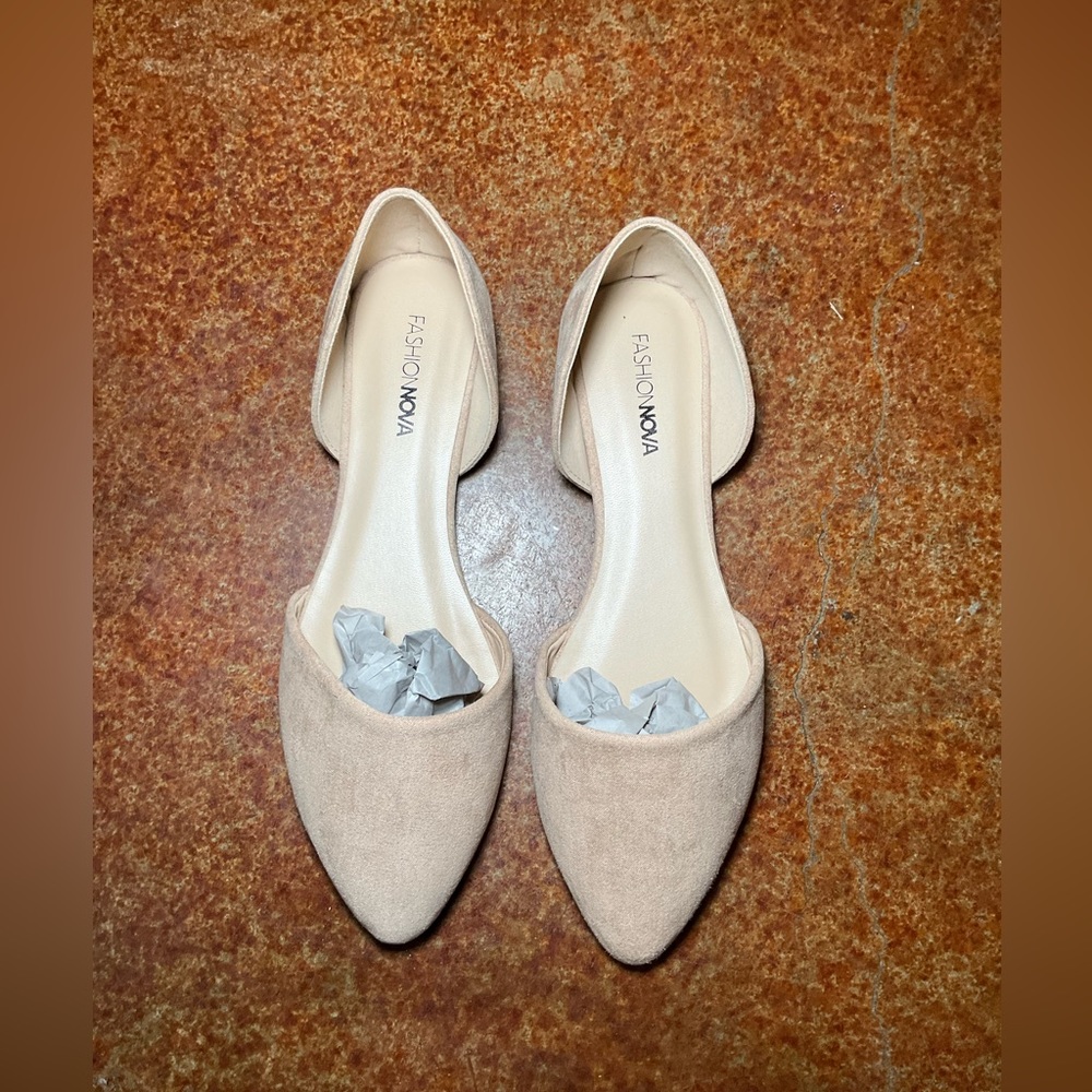 Brand new nude suede flats, size 7.5